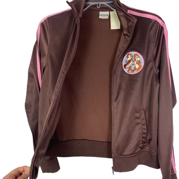 Youth Disney Size Large Track Jacket Brown Chip & Dale Kids Unisex Brown vintage - Picture 7 of 10